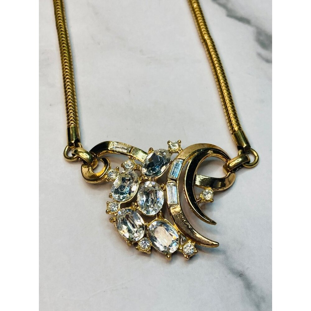 Vintage 1950’s Alfred Phillipe for Trifari Gold-Tone Rhinestone Necklace -4B